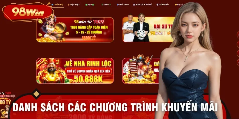 Các chương trình khuyến mãi có 102 của 98WIN
